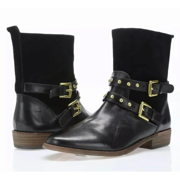 COACH | Lilliana Black Gold Stud Boots - Picture 1 of 10